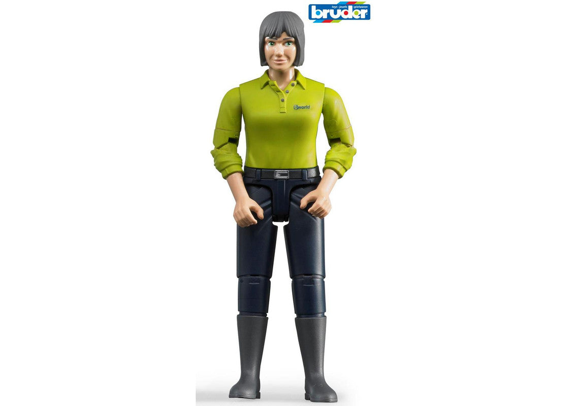 bworld Woman, light skin, dark blue jeans