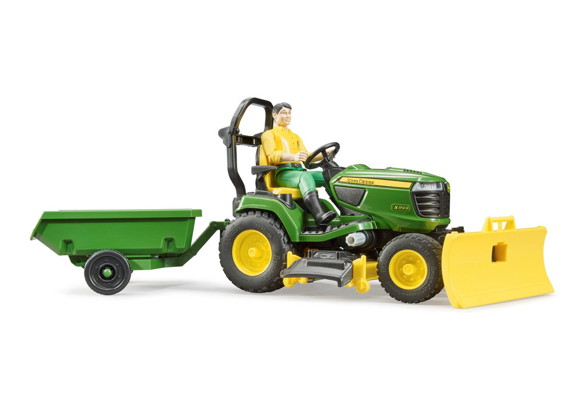 bworld John Deere Lawn tractor with trailer and gardener