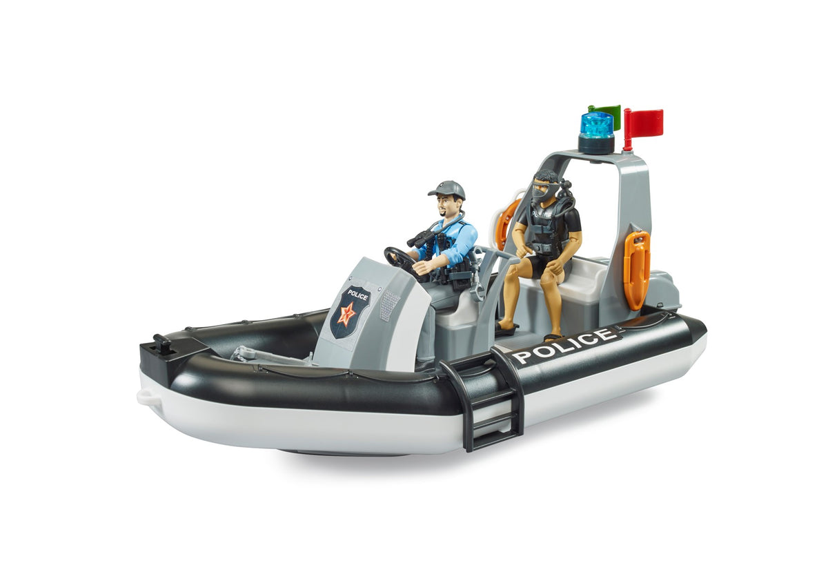 bworld Police boat with rotating beacon light, 2 figures and accessories