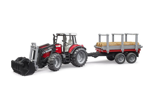 Massey Ferguson 7480 with frontloader and timber trailer