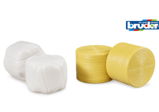 Accessories: 4 round hay bales (2 pcs. sorted white/ochre)