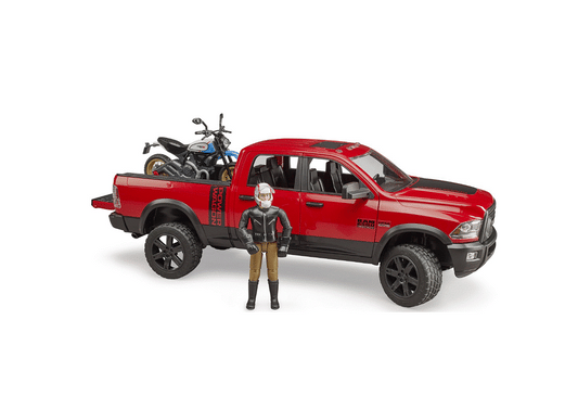 RAM 2500 Power Wagon with Scrambler Ducati Desert Sled and driver