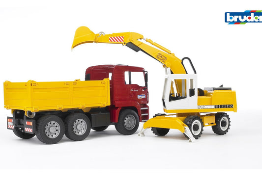 MAN TGA Construction truck and Liebherr Excavator