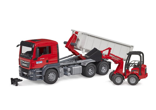 MAN TGS Truck with Roll-Off-Container 
and SchŠffer Compact loader 2630