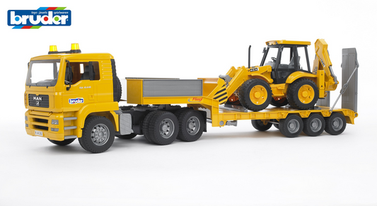 MAN TGA Low loader truck with JCB 4CX Backhoe loader